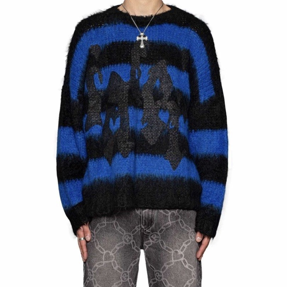 Racer Worldwide Mohair Stripe Sweater Unisex Size Medium Streetwear Oversized